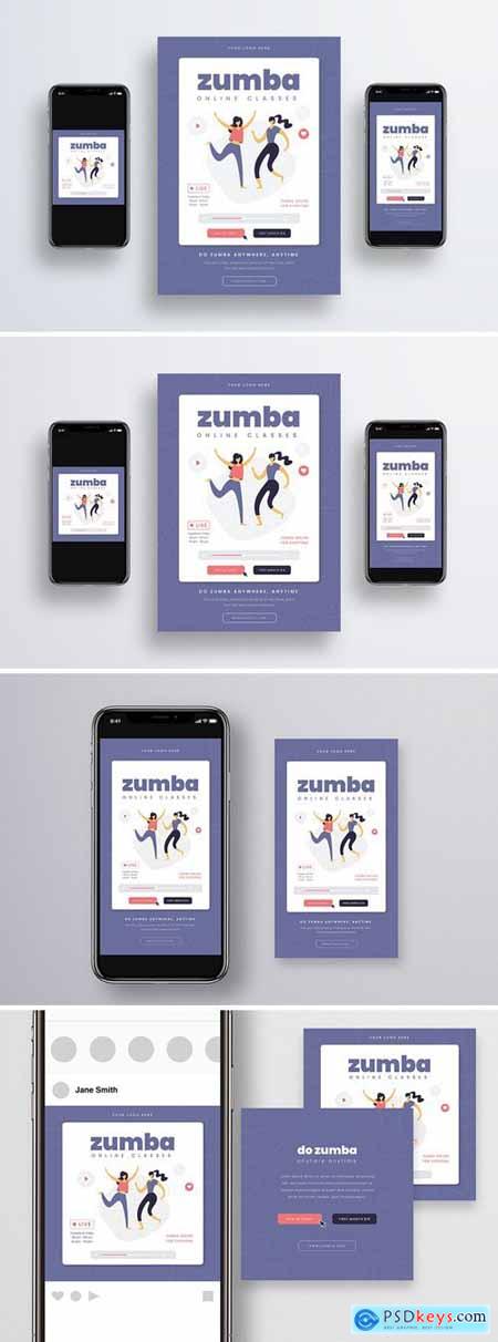 Zumba Online Class Flyer + Social Media