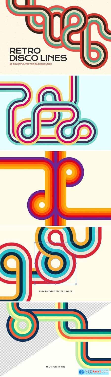 Retro Disco Lines Vector Backgrounds Pack