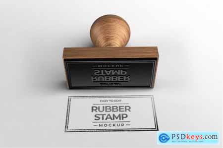 Wooden stamp logo mockup