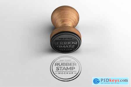 Wooden stamp logo mockup