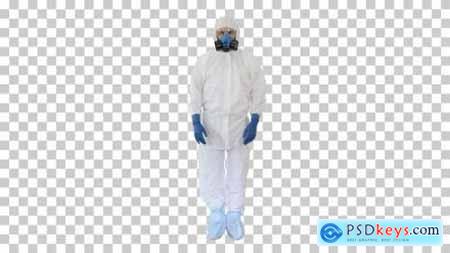 Doctor wearing protective hazard suit Alpha Channel 26310346