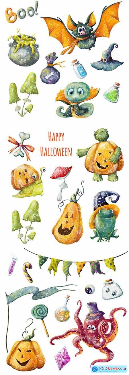Happy Halloween crtoon elements illustration design