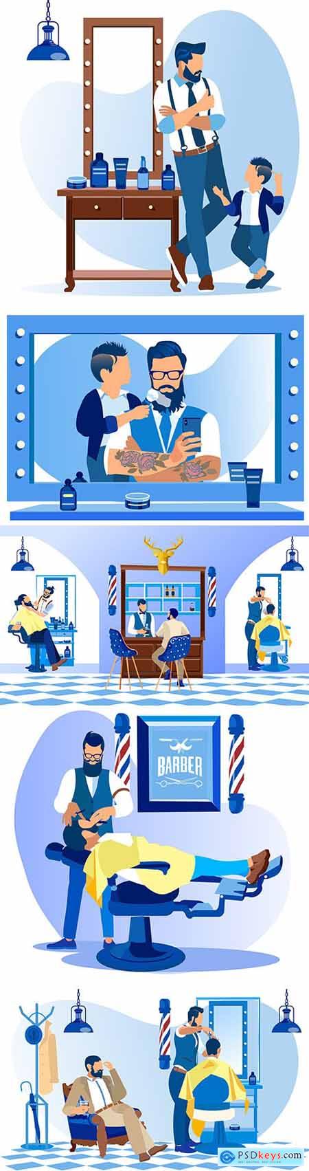 Professional beauty salon, men s hair salon illustration