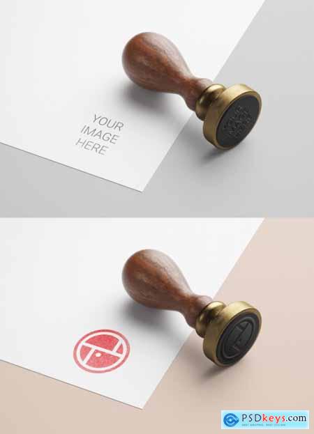 Wooden-Handled Rubber Stamp and Stationery Mockup 332742156