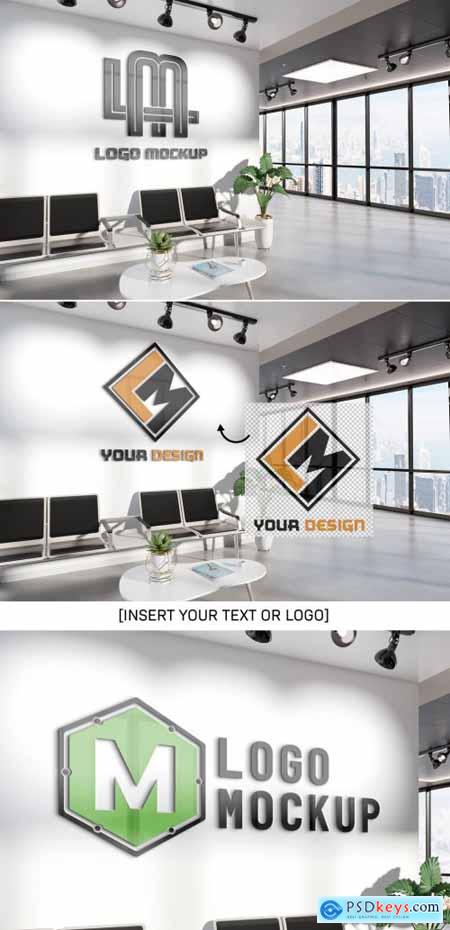 Download Logo on Office Waiting Room Wall Mockup 332482638 » Free ... PSD Mockup Templates