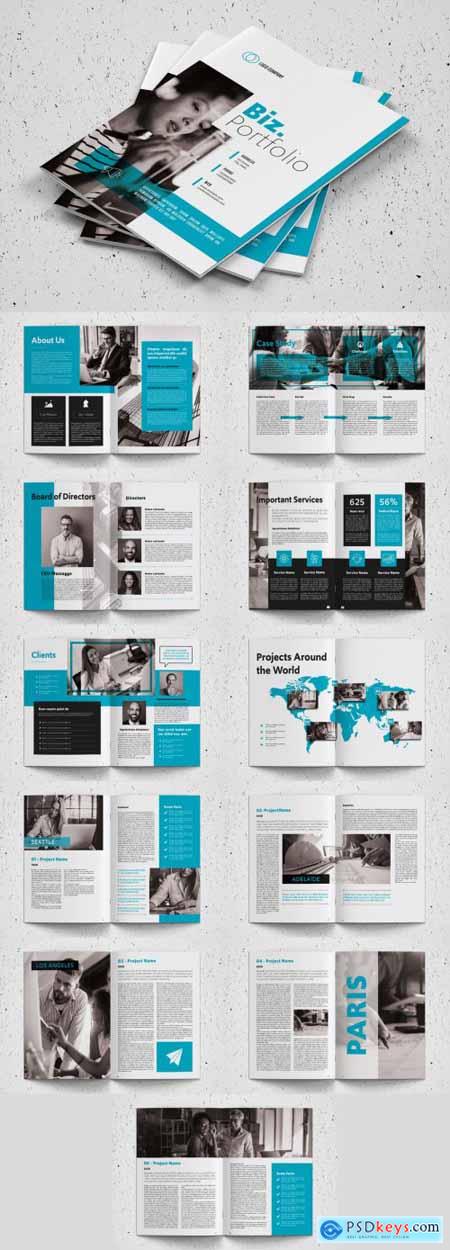 Business Portfolio Layout with Teal Accents 339226287