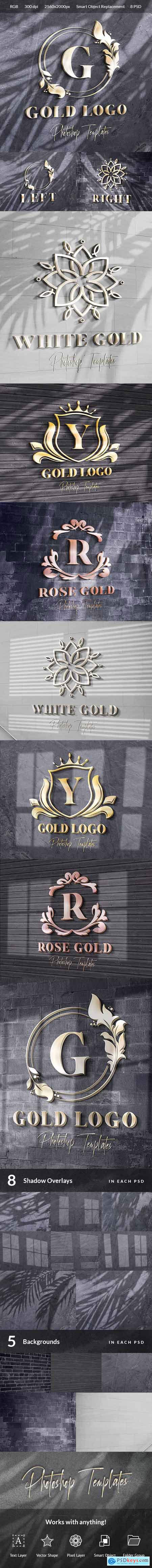 Gold Text Logo Wall Mockups 26242257