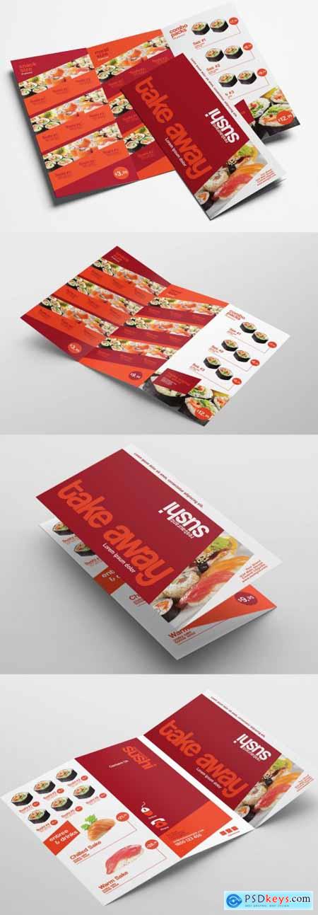 Modern Trifold Sushi Restaurant Menu Layout 338901746