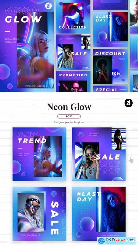 Neon glow social media graphic templates
