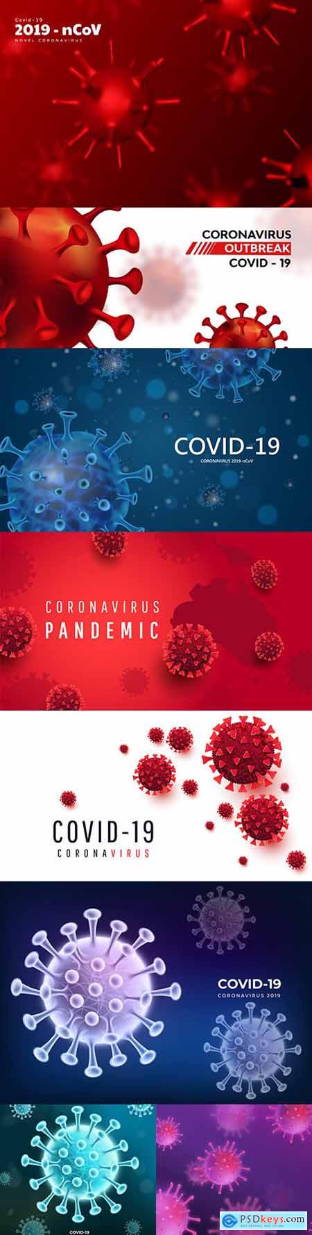 Coronavirus 2019-ncov background with realistic viral cells 5