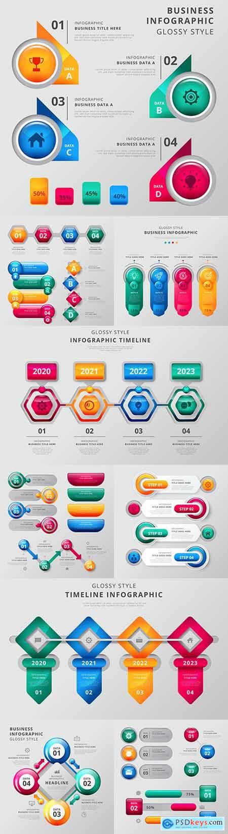Business infographics options elements collection 150