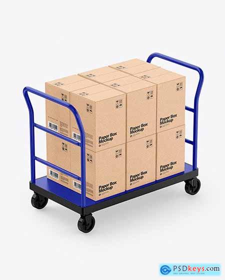 Warehouse Trolley With Kraft Boxes 58831