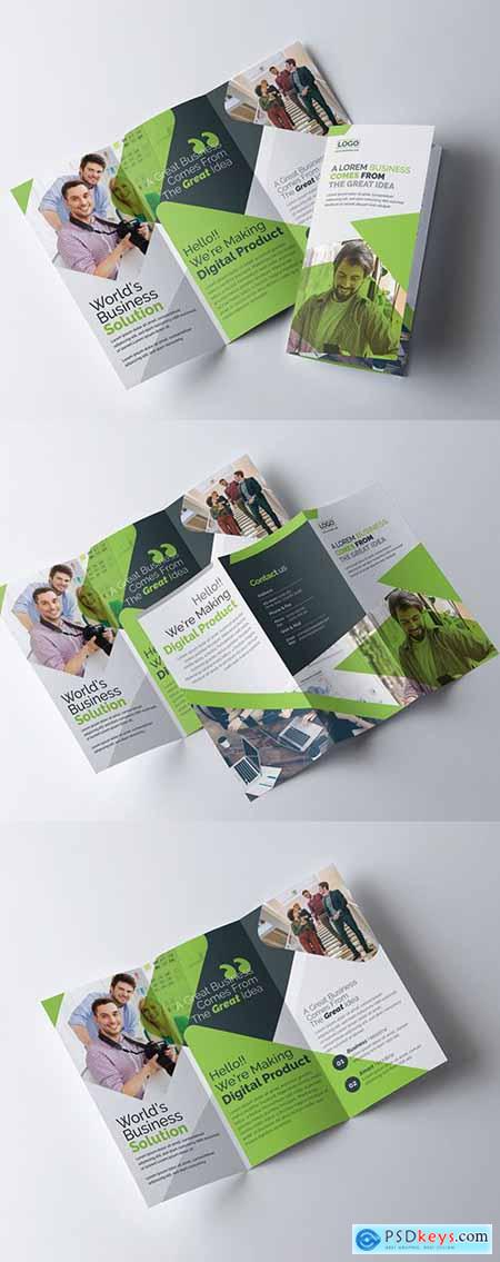 Corporate Trifold Brochure with Green Layout 335409946