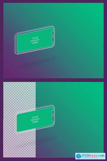 Wireframe Smartphone Screen Mockup with Transparent Background 337083397