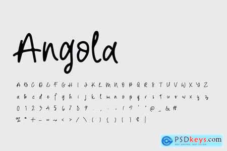 Angola - handwritten script font