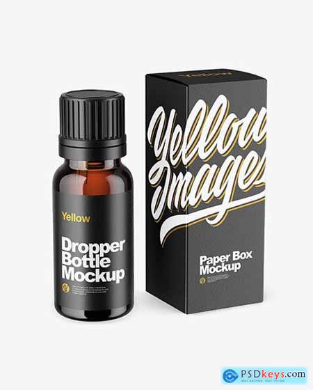 Amber Dropper Bottle with Box Mockup 56517