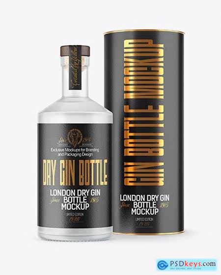 Frosted Glass Gin Bottle with Tube Mockup 56545