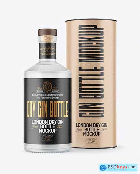 Frosted Glass Gin Bottle with Tube Mockup 56545