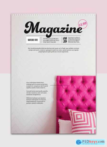 Magazine Cover Layout with Pink Accents 328565783