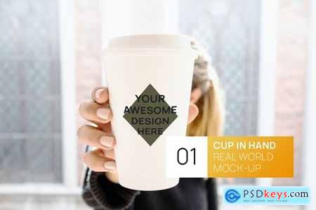 Person Holding White Coffee Cup Real World Mock-up