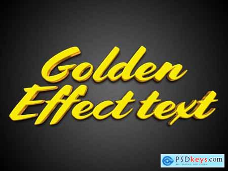 3D Golden Yellow Text Effect Style Mockup 341457783