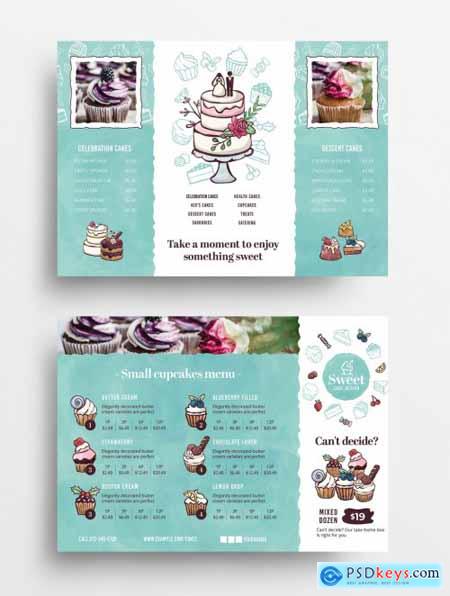 Cake Baker Flyer Layout with Cupcake Illustrations 341482709