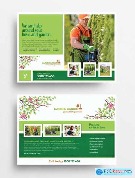 Gardening Flyer Layout with Watercolor Foliage 341482390