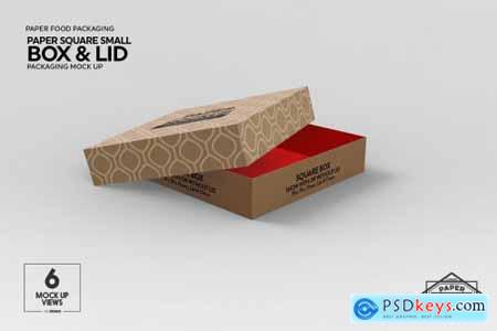 Small Square Paper Box&Lid Mockup 4824442