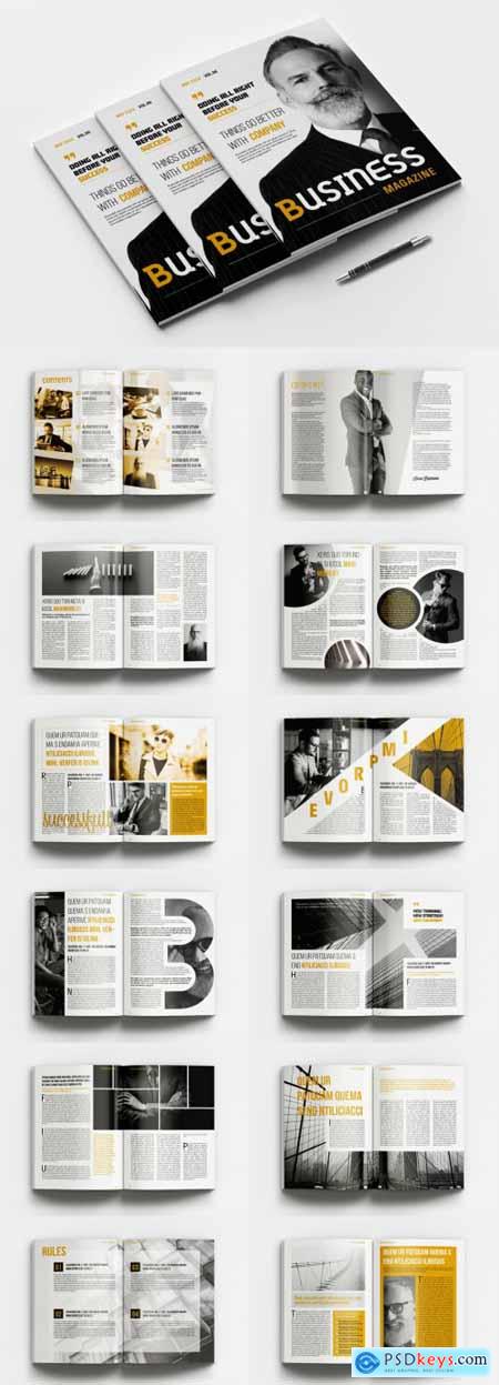 Business Magazine Layout with Yellow Accents 341811678