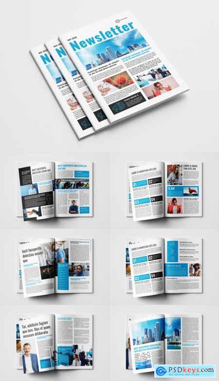 Business Newsletter Layout with Blue Accents 341811682