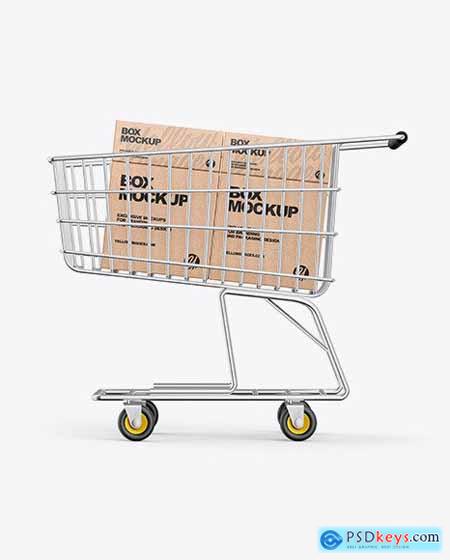 Shopping Cart W- Kraft Boxes Mockup 58917