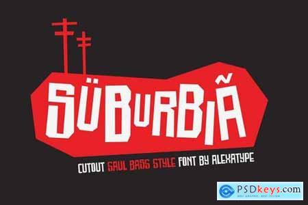 SUBURBIA - cutout saul bass style font