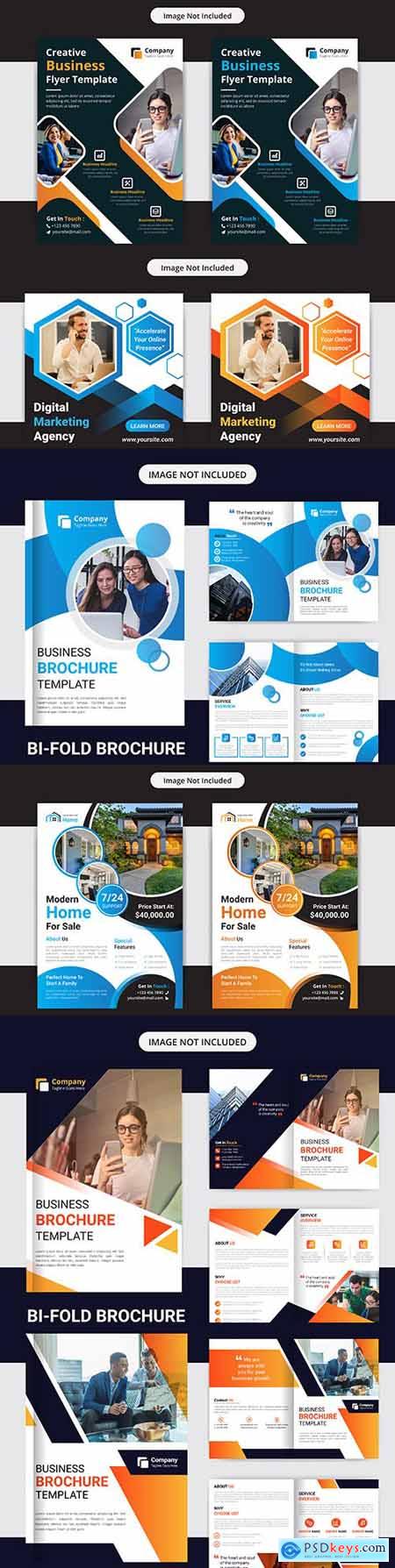 Business flyer and corporate double template brochure
