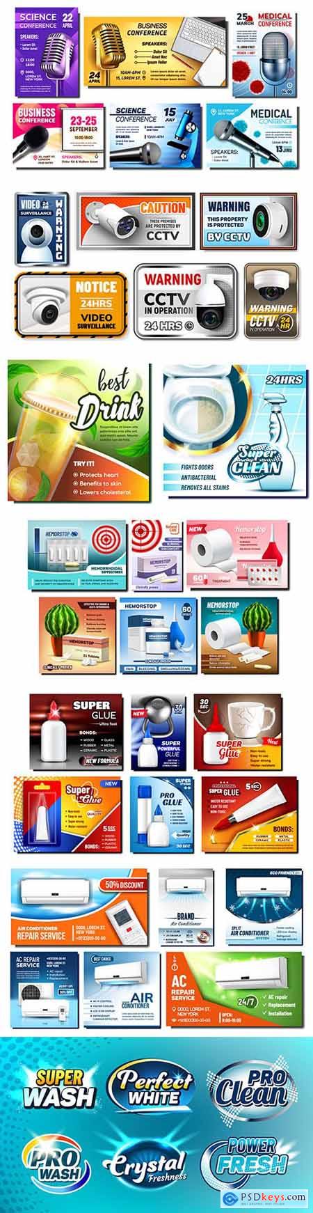 Creative advertising posters and banners to promote trade