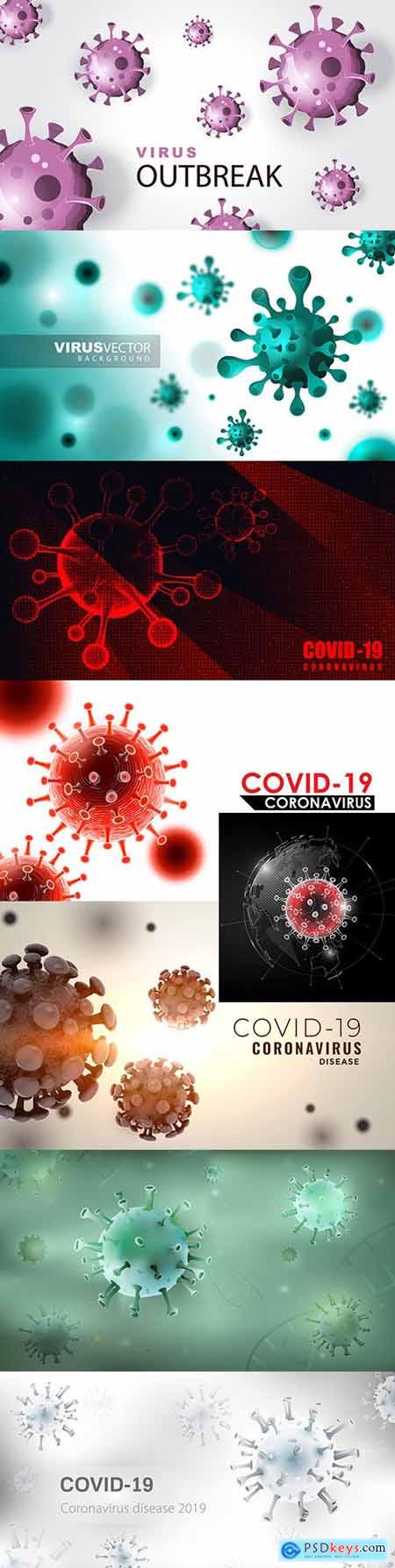 Coronavirus infection with 3d viral cell background