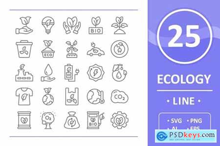 25 Ecology Icons - Line
