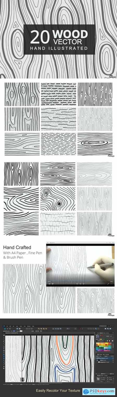 Hand Illustrated Wood Texture Vector 3944871
