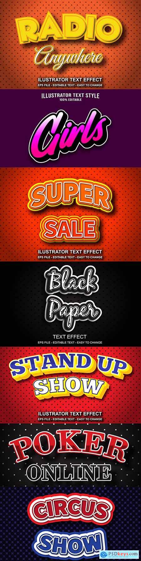 Editable font effect text collection illustration design 73