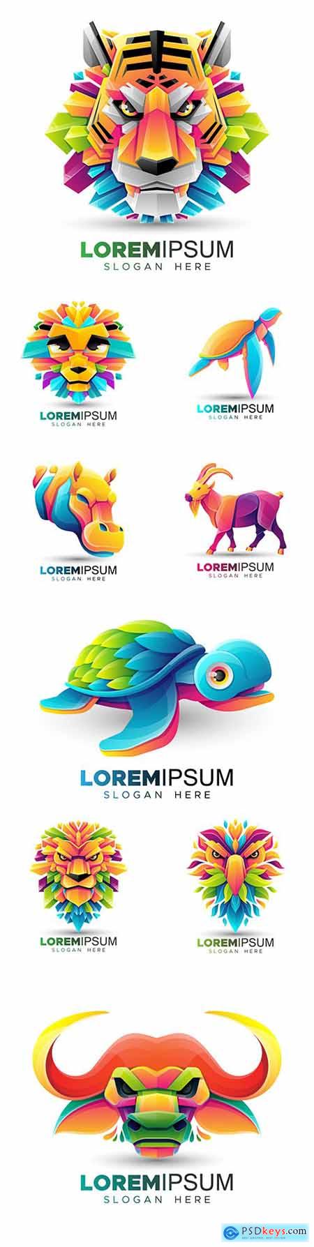 Origami and animal logo design flat color modern 6