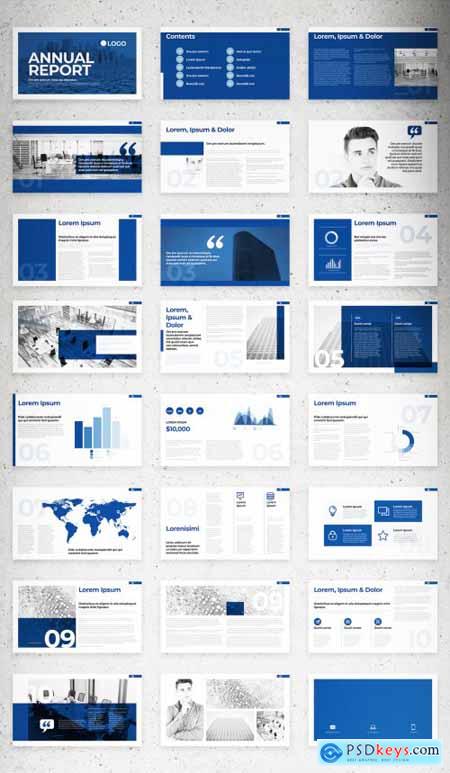 Blue and White Digital Annual Report Layout 344655257