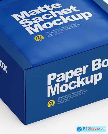 Paper Box with Matte Sachet Mockup 59012