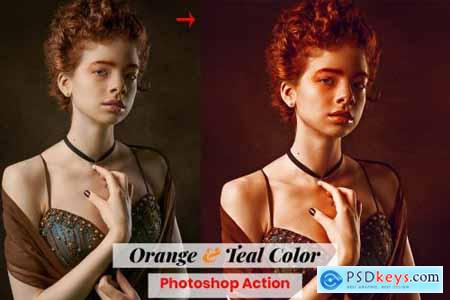 Orange & Teal Color Photoshop Action 4886378