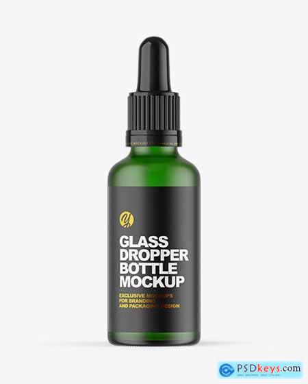 Frosted Green Glass Dropper Bottle Mockup 58998