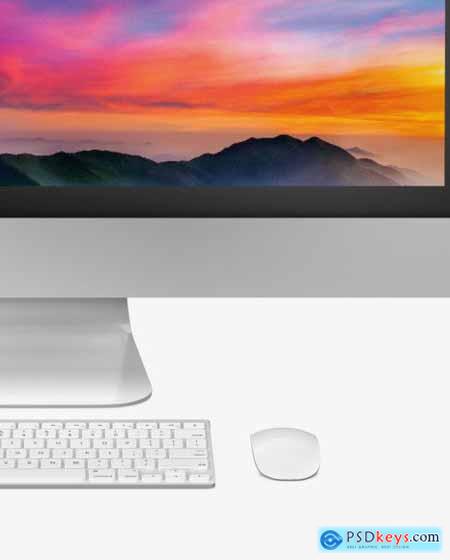 iMac with Keyboard and Mouse - Mockup 58352