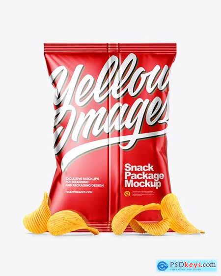 Download Metallic Snack Package with Riffled Potato ChipS Mockup ...