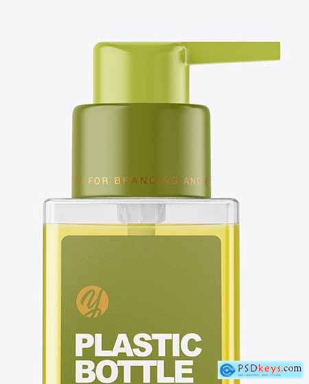 Square Clear Bottle with Pump Mockup 59014