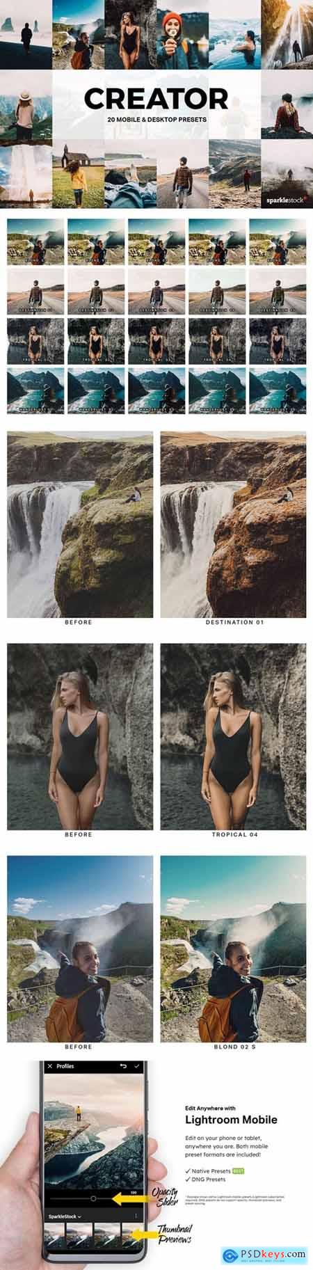 20 Creator Lightroom Presets and LUTs