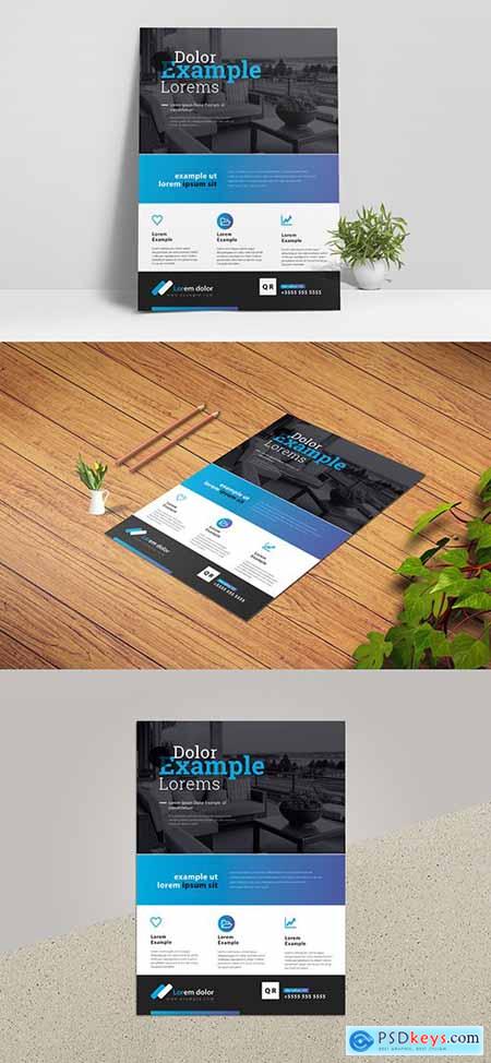 Minimal Business Flyer Layout with Blue Accents 333044396