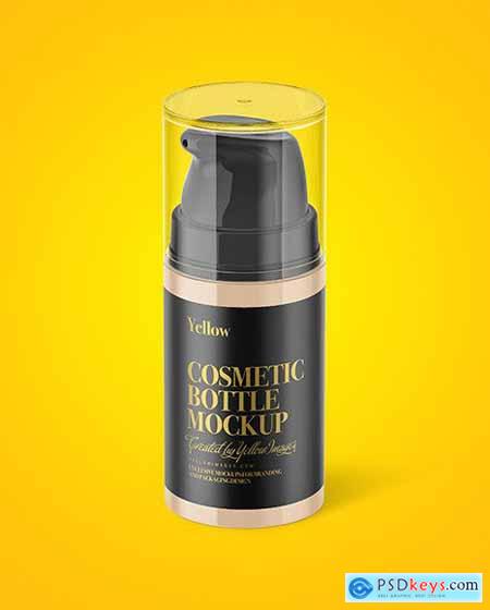 Glossy Cosmetic Bottle with Pump Mockup 57923