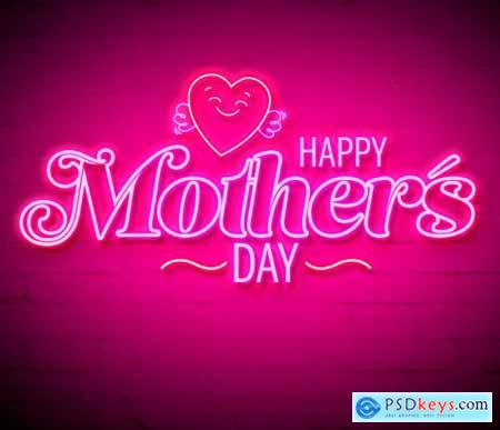 Mothers Day Neon Style Text Effect 346920898